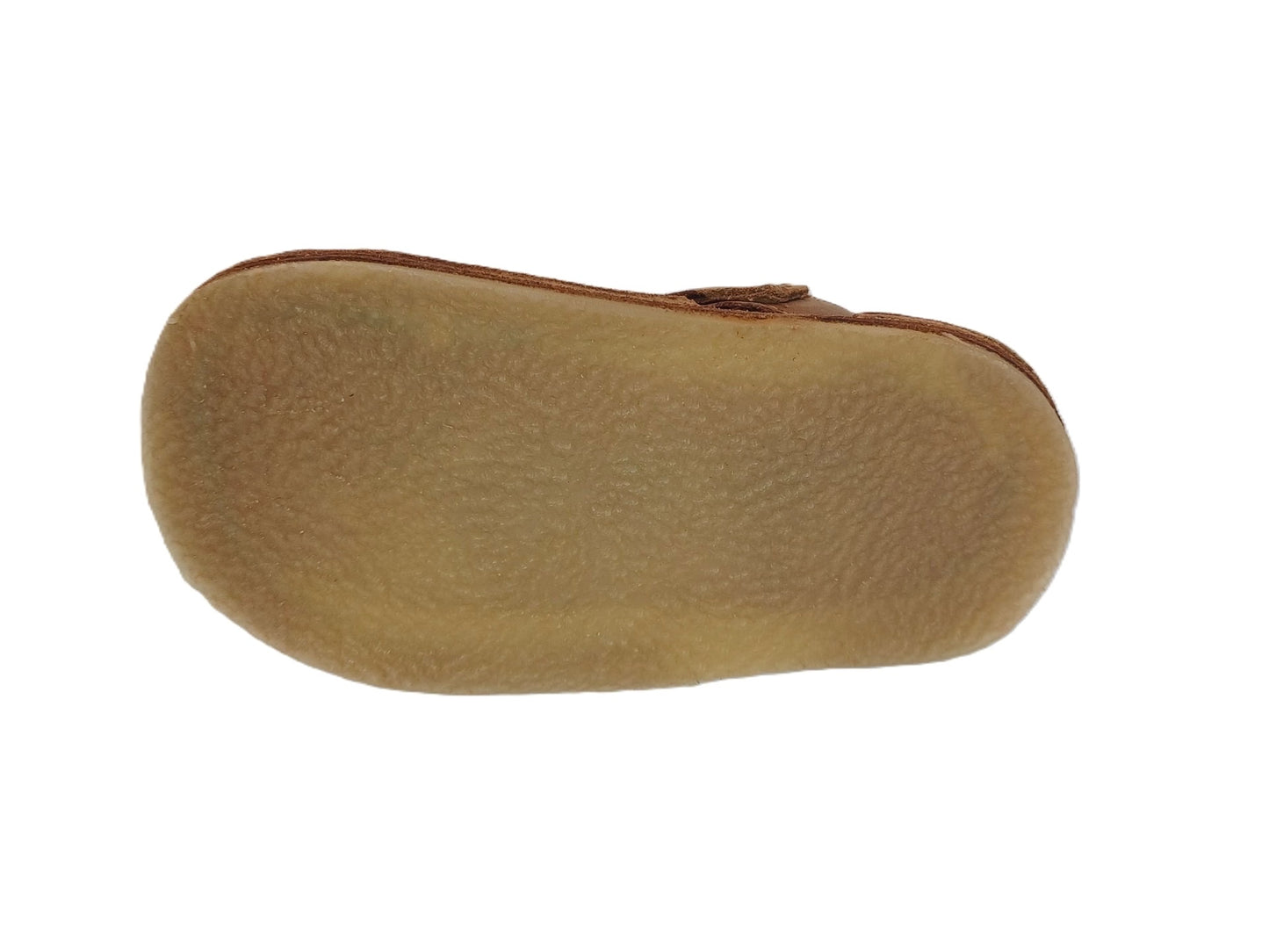 Bottom view of flexible sole on kids barefoot sandal